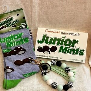 Nostalgic Junior Mints Socks and Keychain Bundle